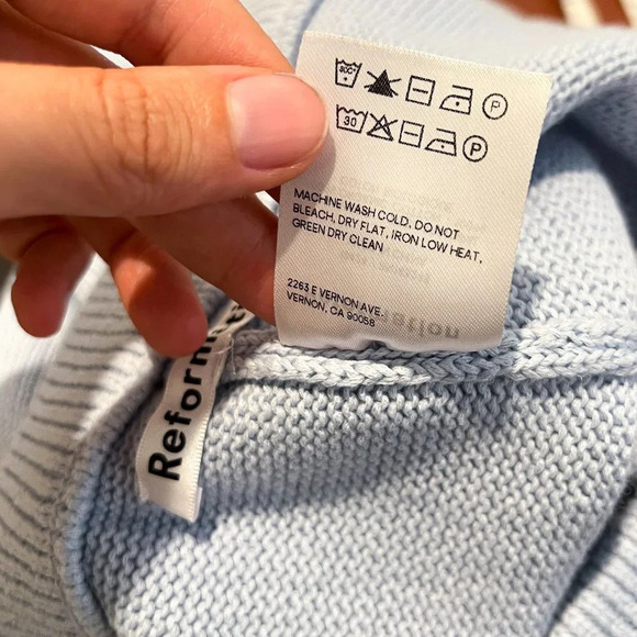 Reformation 100% Cotton Light Blue Baggy Hight Waist Classic Knit Shorts S NWT - Picture 6 of 7